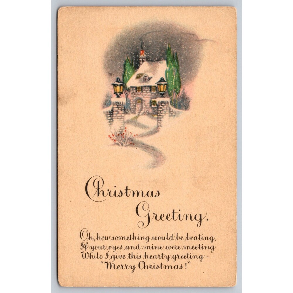 Vintage Christmas Postcard Lansing Mich to South Bend Ind Grand Pa Thomas